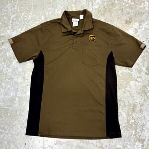 United Parcel Service UPS Polo Shirt Mens Medium Brown Short Sleeve Employee